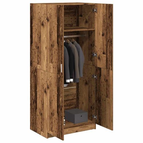 Garde-robe vieux bois 90x52x200 cm bois d'ingénierie - Photo n°3; ?>