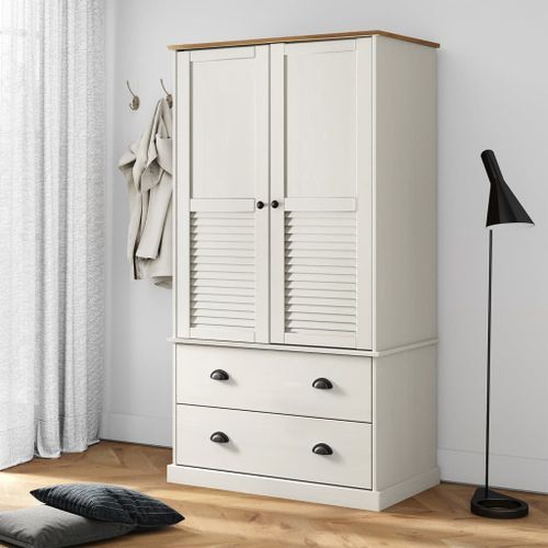 Garde-robe VIGO blanc 90x55x176 cm bois massif de pin - Photo n°2; ?>