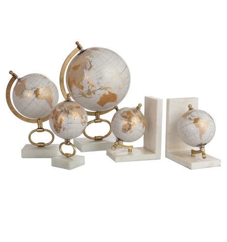 Globe marbre blanc et pied métal doré Narsh D 22 cm - Photo n°2; ?>