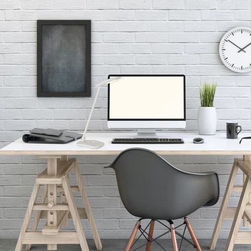 GLOSSY Lampe de bureau orientable en plastique injecté - H38 cm - Blanc - Photo n°2; ?>