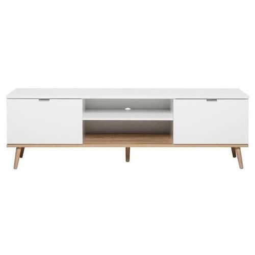 GÖTEBORG Meuble TV scandinave blanc - L 160 cm - Photo n°2; ?>