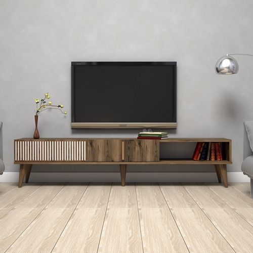 Grand meuble TV en bois noyer 2 portes Roma 180 cm - Photo n°2; ?>