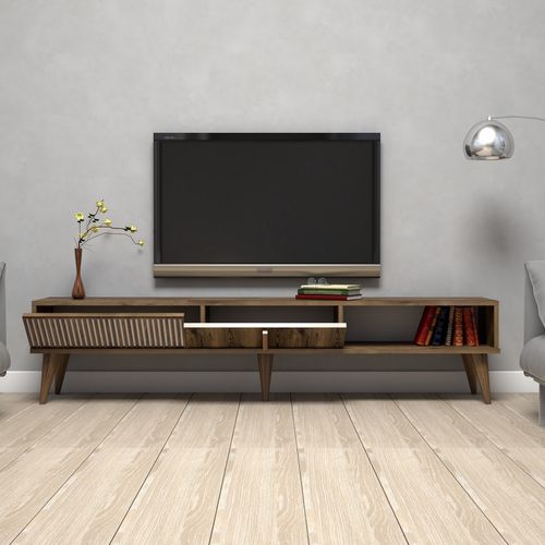 Grand meuble TV en bois noyer 2 portes Roma 180 cm - Photo n°3; ?>