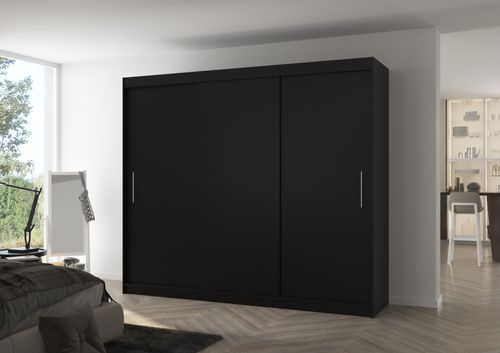 Grande armoire de chambre 3 portes coulissantes noir Badoz 250 cm - Photo n°3; ?>