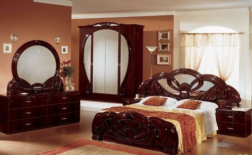 Grande armoire de chambre 6 portes battantes bois brillant acajou Gilda - Photo n°2; ?>