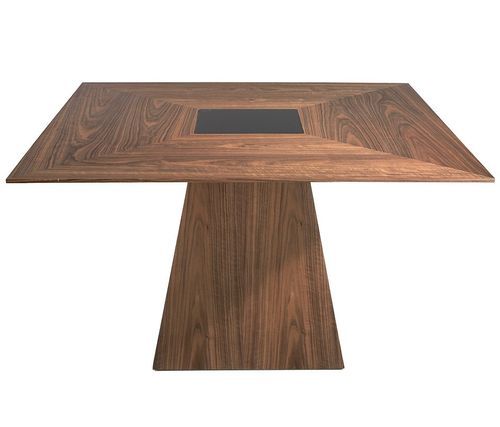 Grande table carrée noyer avec verre teinté noir Matega 150 cm - Finition haut de gamme - Photo n°3; ?>