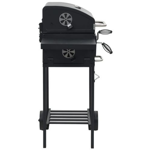 Gril de barbecue au charbon de bois et étagère inférieure Noir - Photo n°3; ?>