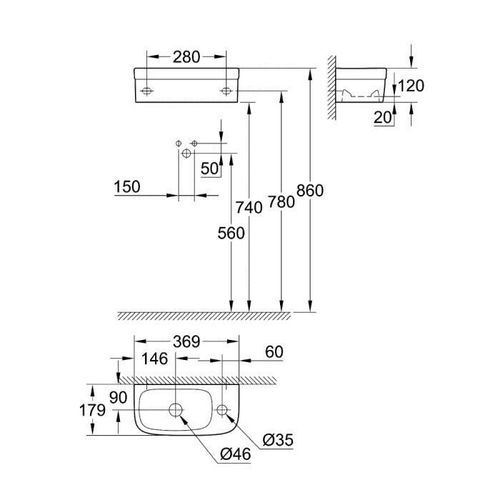 GROHE - Lave-mains 37 x 18 cm avec PureGuard - Photo n°2; ?>