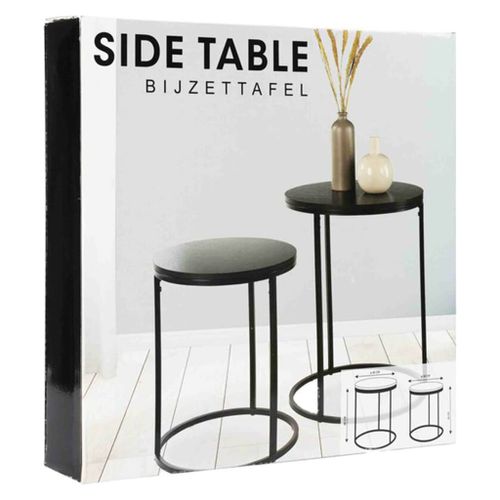 H&S Collection Ensemble de tables d'appoint dessus en bois 2 pcs noir - Photo n°3; ?>