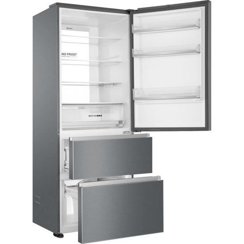 HAIER HTOPMNE7193 - Réfrigérateur combiné 3 portes 450L (310+140L) - Froid ventilé - L70xH190,6cm - Silver - Photo n°2; ?>