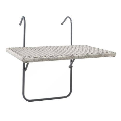 HI Table de balcon pliante avec dessus en osier 60x40 cm gris - Photo n°2; ?>