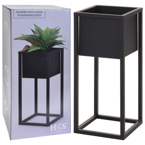 Home&Styling Pot de fleurs sur pied Métal Noir 50 cm - Photo n°2; ?>