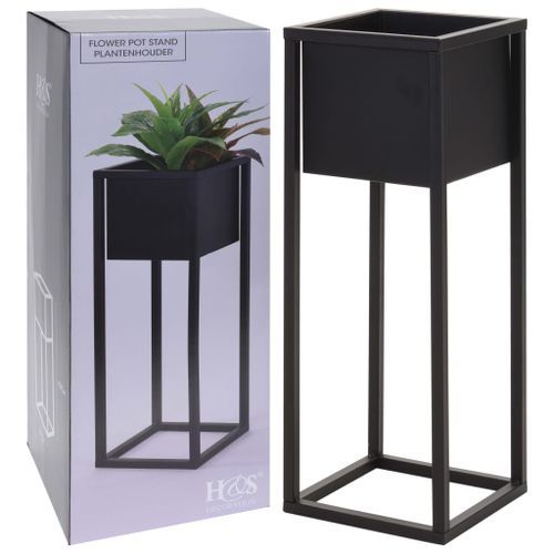 Home&Styling Pot de fleurs sur pied Métal Noir 60 cm - Photo n°2; ?>