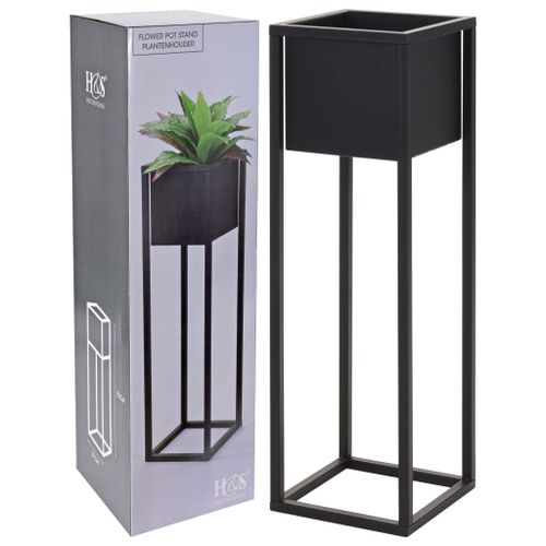 Home&Styling Pot de fleurs sur pied Métal Noir 70 cm - Photo n°2; ?>