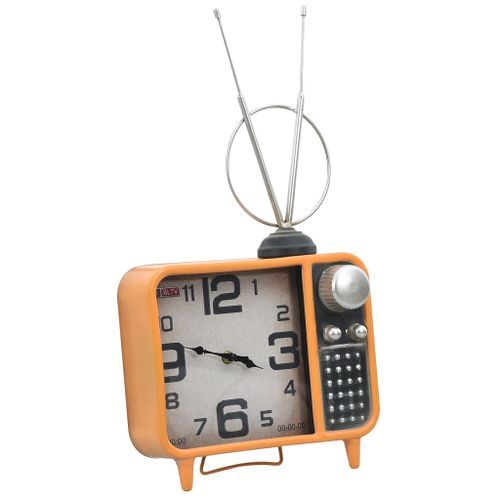 Horloge de table Orange et noir 25x11x48 cm Fer et MDF - Photo n°2; ?>
