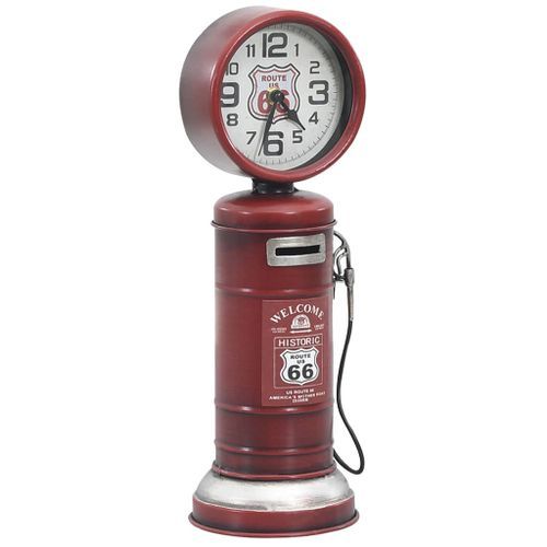 Horloge de table Rouge 13x13x39 cm Fer et MDF - Photo n°2; ?>