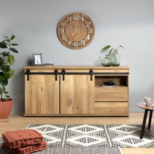 Horloge MDF et Métal Hailey - Ø68 cm - Marron - Photo n°3; ?>