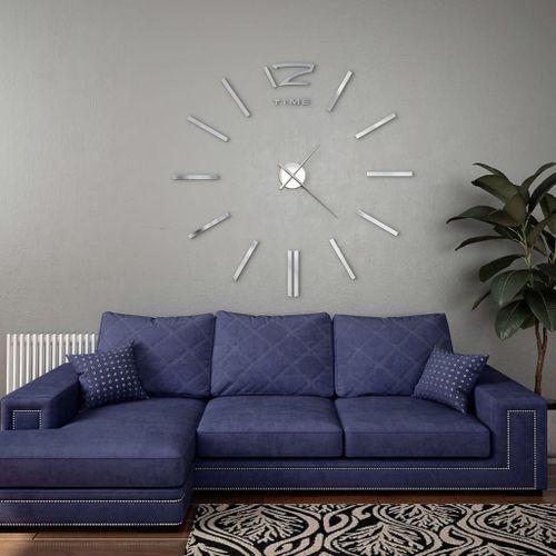 Horloge murale 3D Design moderne 100 cm XXL Argenté 3 - Photo n°2; ?>