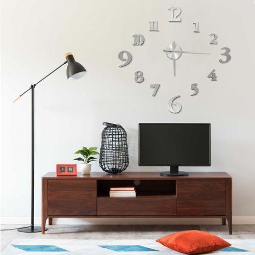 Horloge murale 3D Design moderne Argenté 100 cm XXL - Photo n°2; ?>