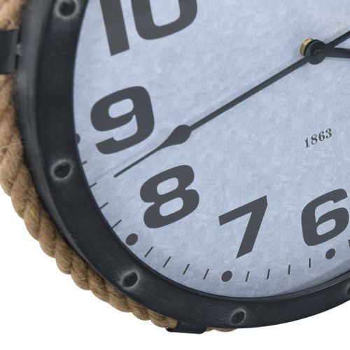 Horloge murale avec corde Noir et marron 40x8x82 cm Fer et MDF - Photo n°3; ?>