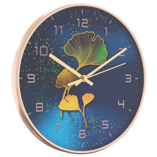 Horloge murale doré et bleu Ø29,5 cm polystyrène et verre - Photo n°3; ?>