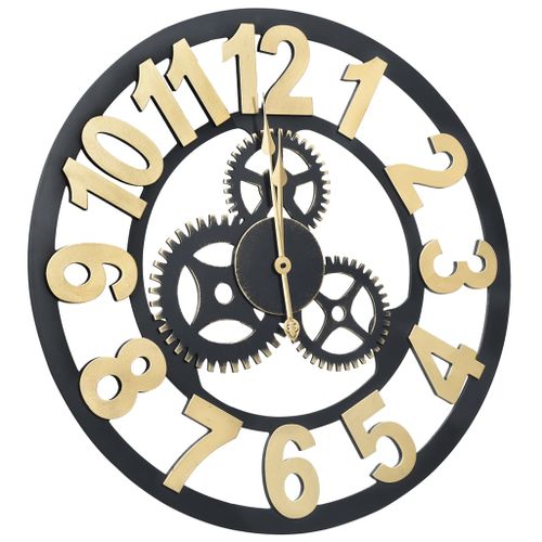 Horloge murale Doré et noir 70 cm MDF - Photo n°2; ?>