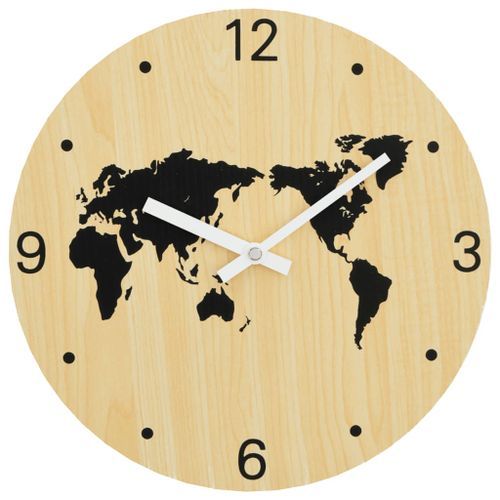 Horloge murale jaune et noir Ø30 cm bois d'ingénierie - Photo n°2; ?>