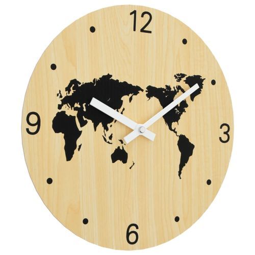 Horloge murale jaune et noir Ø30 cm bois d'ingénierie - Photo n°3; ?>