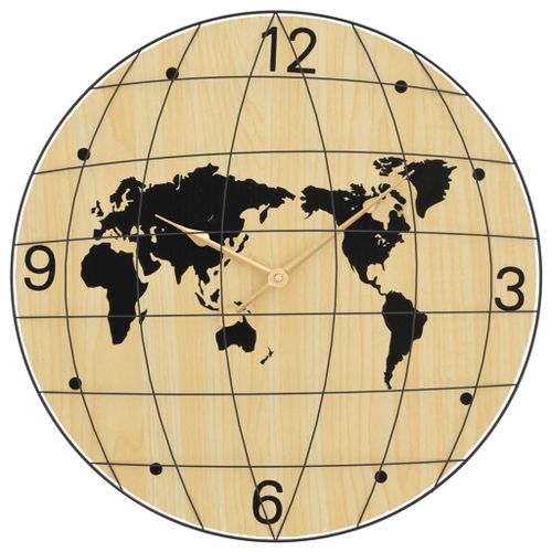 Horloge murale jaune et noir Ø50 cm bois d'ingénierie - Photo n°2; ?>