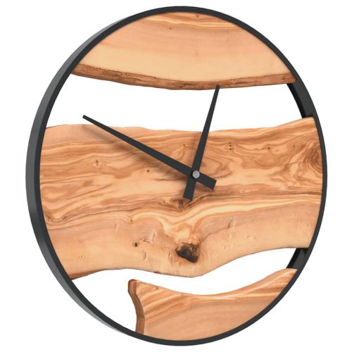 Horloge murale marron Ø35 cm fer et bois d'olivier - Photo n°3; ?>