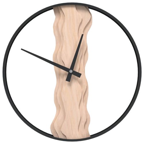 Horloge murale marron Ø35 cm fer et bois de chêne - Photo n°2; ?>