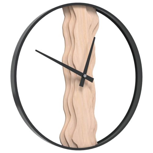 Horloge murale marron Ø35 cm fer et bois de chêne - Photo n°3; ?>