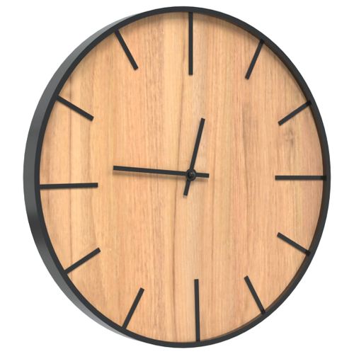 Horloge murale marron Ø39 cm fer et bois d'ingénierie - Photo n°3; ?>