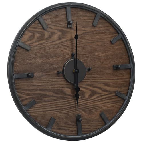 Horloge murale Marron et noir 45 cm Fer et MDF - Photo n°2; ?>