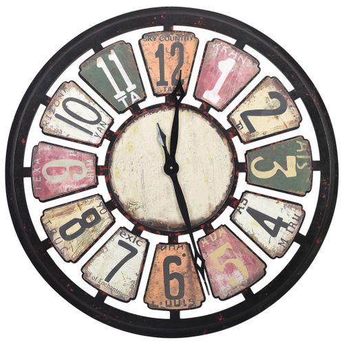 Horloge murale Multicolore 80 cm MDF - Photo n°3; ?>