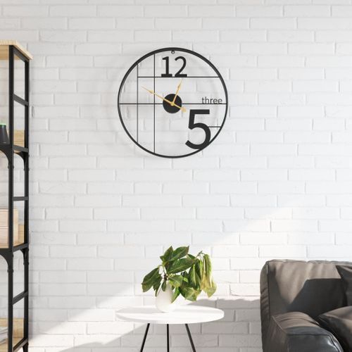 Horloge murale noir Ø50 cm fer - Photo n°2; ?>