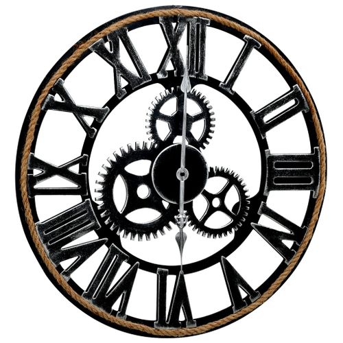 Horloge murale Noir 60 cm MDF - Photo n°2; ?>