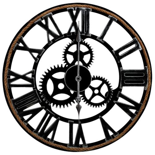 Horloge murale Noir 60 cm MDF - Photo n°3; ?>
