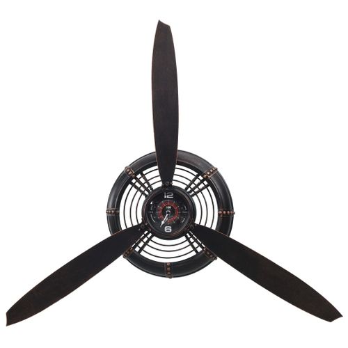 Horloge murale Noir 75,5x8x67 cm MDF - Photo n°3; ?>