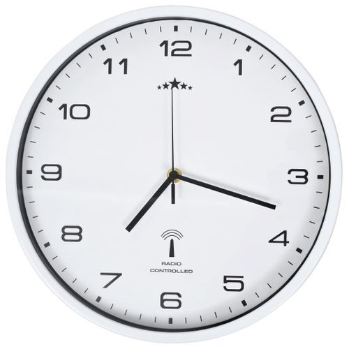 Horloge murale radioguidée avec mouvement à quartz 31 cm Blanc - Photo n°3; ?>