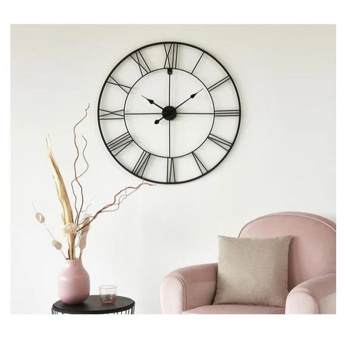 Horloge murale ronde métal noir Navor D 80 cm - Photo n°2; ?>