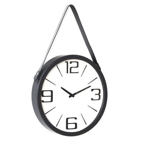 Horloge ronde - Métal et plastique - Ø 38 x épaisseur 6 cm - Noir - Photo n°2; ?>
