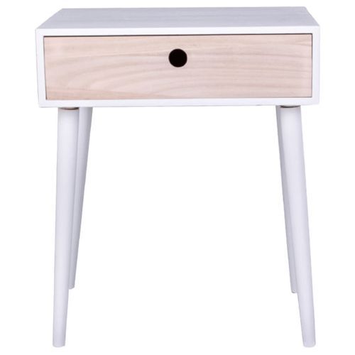 House Nordic Table de chevet Annemie Blanc et naturel - Photo n°2; ?>