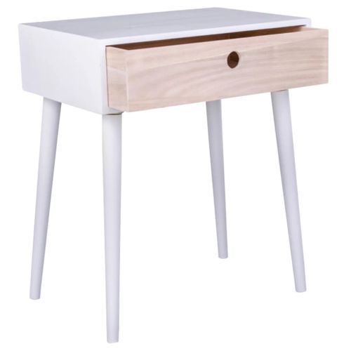 House Nordic Table de chevet Annemie Blanc et naturel - Photo n°3; ?>