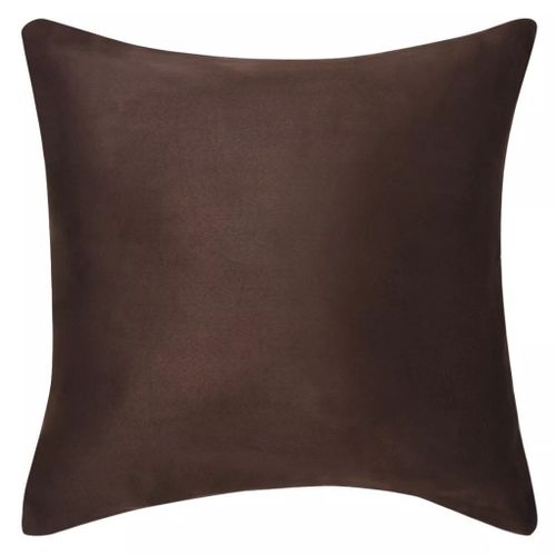 Housse de coussin 4 pcs 80 x 80 cm Polyester Faux Daim Marron - Photo n°3; ?>