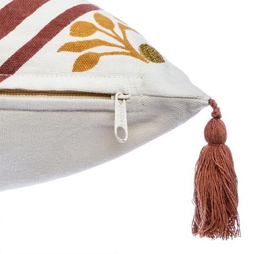 Housse de Coussin Hindou Brodé - 40 x 40 cm - Jaune Ocre - Photo n°3; ?>