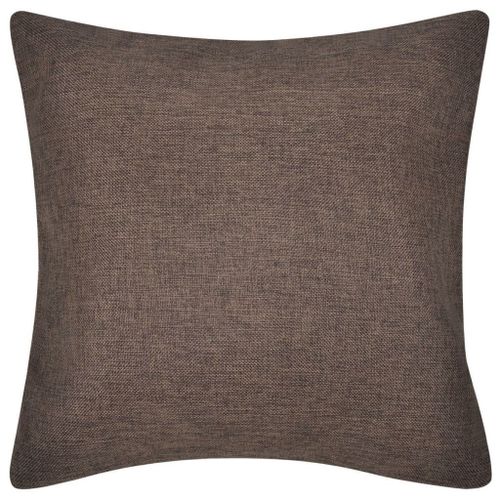 Housses de coussin 4 pcs Aspect de lin Marron 80x80 cm - Photo n°3; ?>