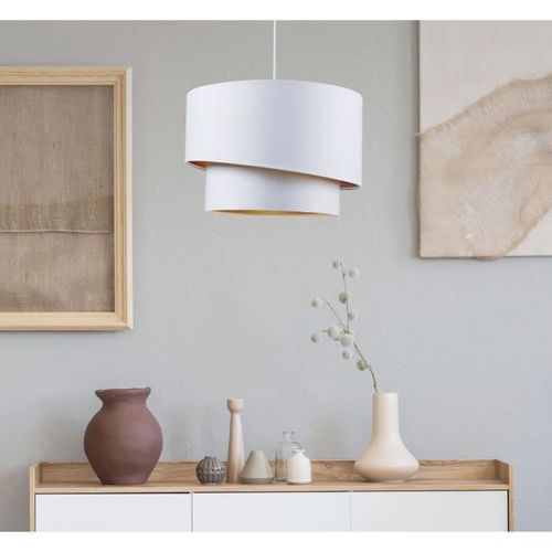 ID Suspension double asymétrique SHIRA 2 - Blanc et doré - 40 x 25cm - Photo n°3; ?>