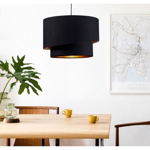 ID Suspension double asymétrique SHIRA 2 - Noir et doré - 40 x 25cm - Photo n°3; ?>