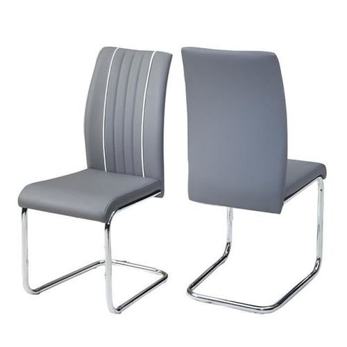 INES Lot de 2 chaises de salle a manger - Simili gris - Contemporain - L 43 x P 59 cm - Photo n°3; ?>
